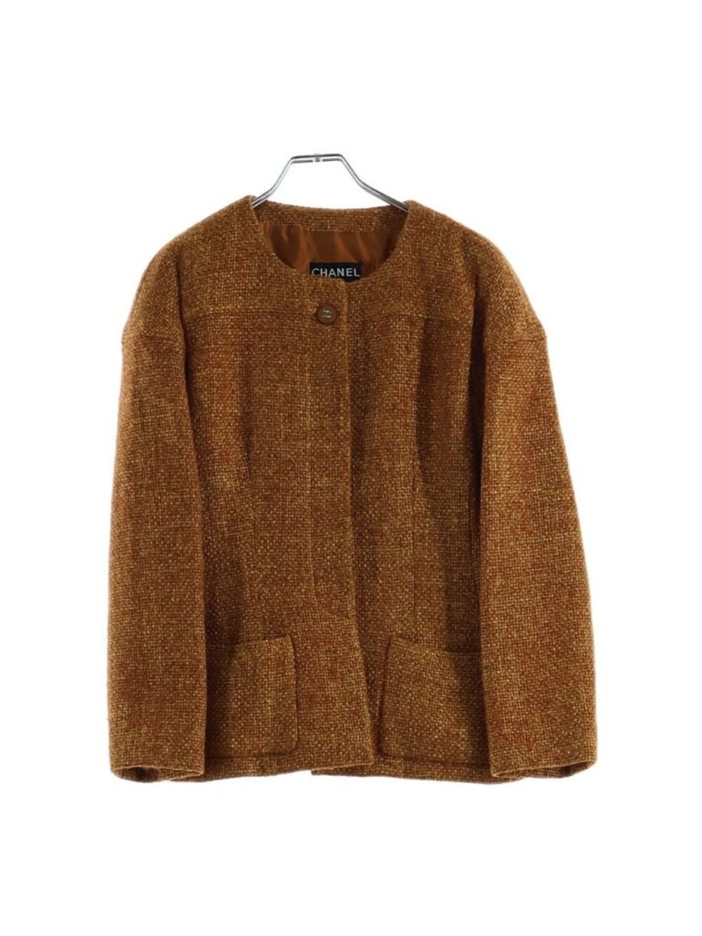 Chanel Tweed Jacket Scarf Set Orange